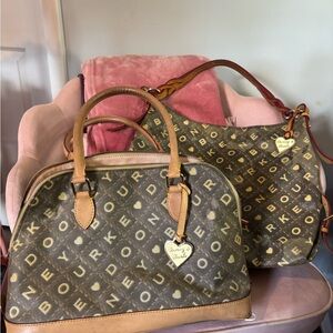 Dooney & Bourke Tan and Brown Monogram Satchel (SET OF 2)